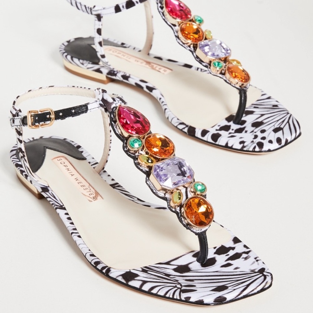 Sophia Webster Ritzy Black and White Gem Sandals NWT! Sz 9